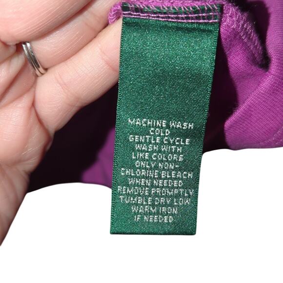 NWT XL/1X Ralph Lauren Violet/Purple/Plum Lace-Up Shoulder Detail T-Shirt [0086] - Picture 6 of 7